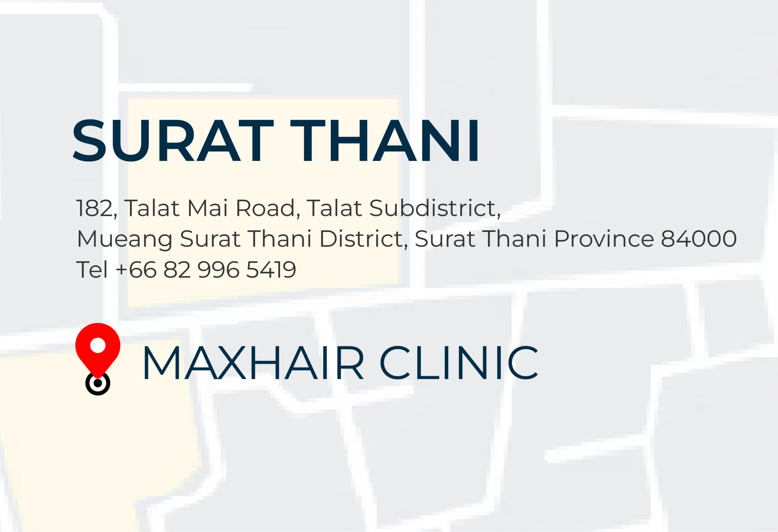 Address and location of Max Hair Clinic's Surat Thani branch