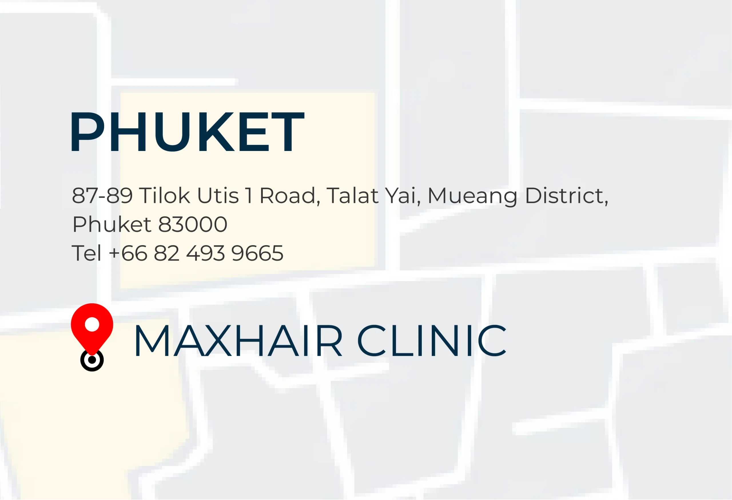 Address and location of Max Hair Clinic's Phuket branch