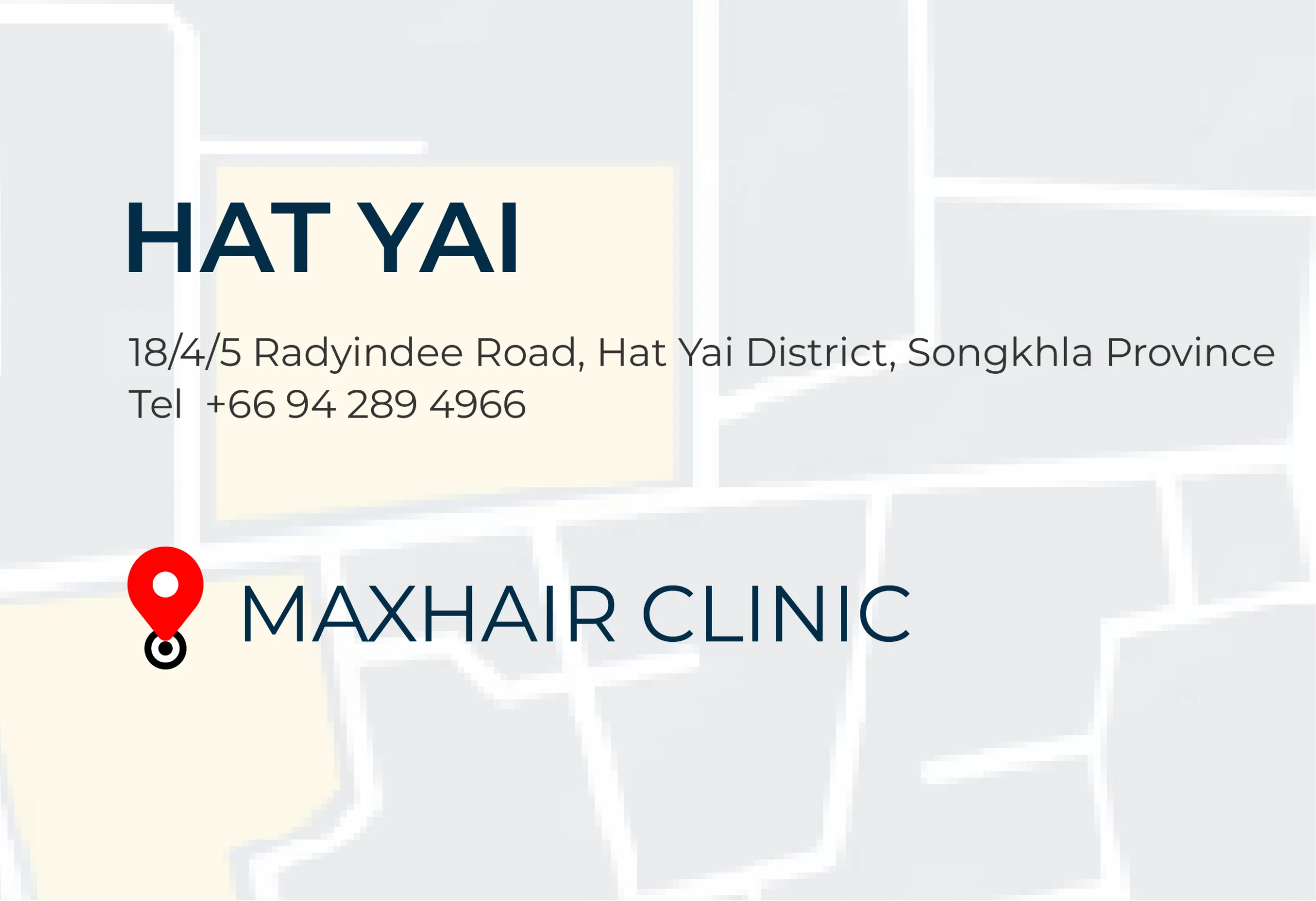 Address and location of Max Hair Clinic's Hat Yai branch