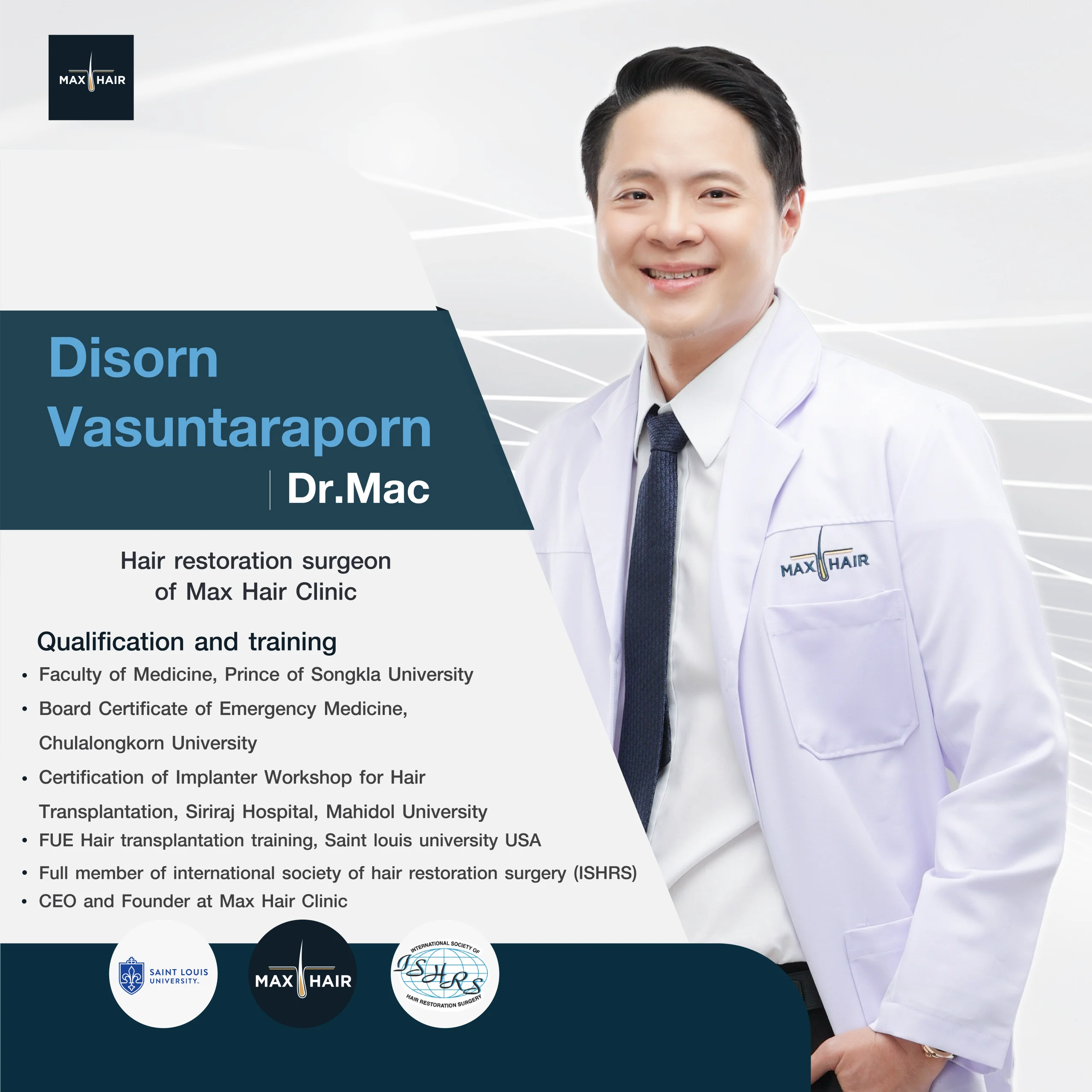 Dr.Disorn Vasuntaraporn, Hair restoration surgeon of Maxhair Clinic